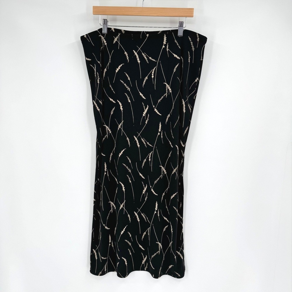 Villager Liz Claiborne Wheat Pattern Black Side Slit Maxi Skirt Women's L